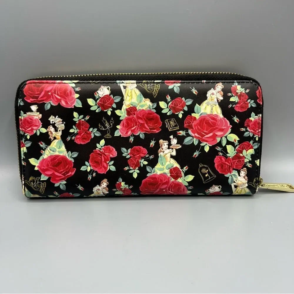 Loungefly X Disney Beauty And The Beast Belle Roses Zip Around Wallet